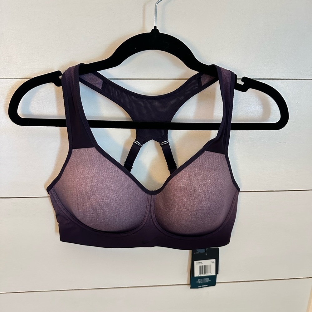 NIKE Pro rival high support purple racerback athletic running yoga bra NWT 32 D - Picture 2 of 12